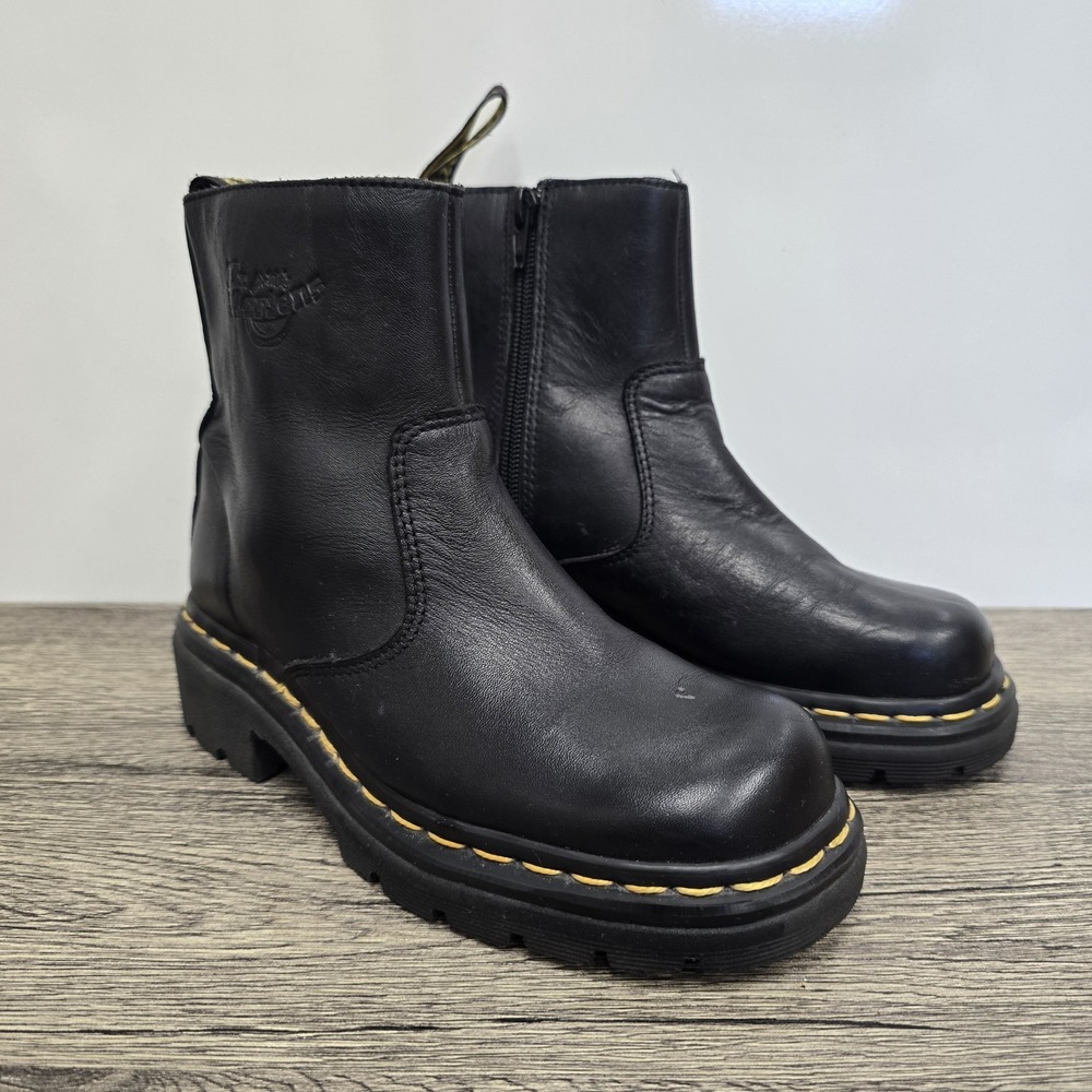 Dr Martens Vintage Y2K‎ Black Leather Zip Boot Womens 3 Style 9489 Square Toe